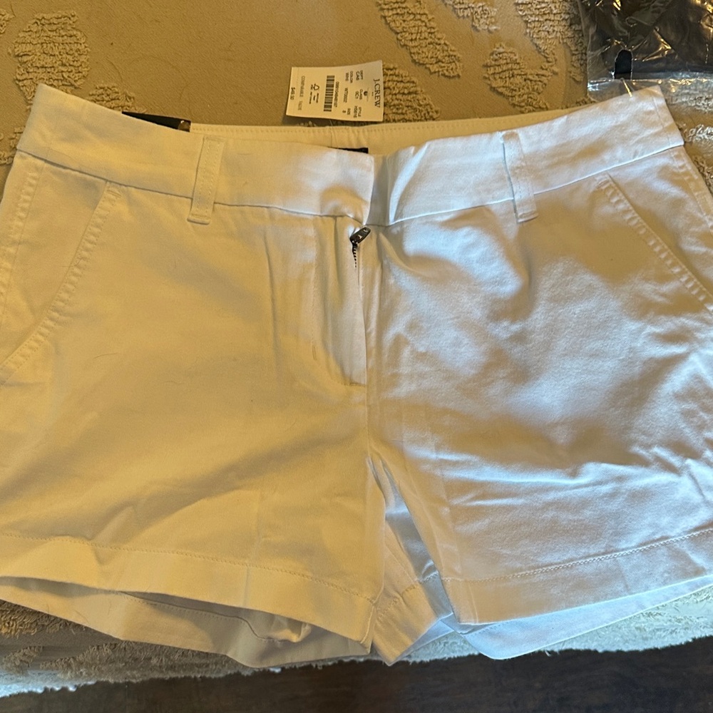 J. Crew White High-Rise Chino Shorts